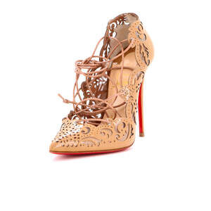Christian Louboutin 100 Women's Impera Lace Up Pumps Patent with PVC